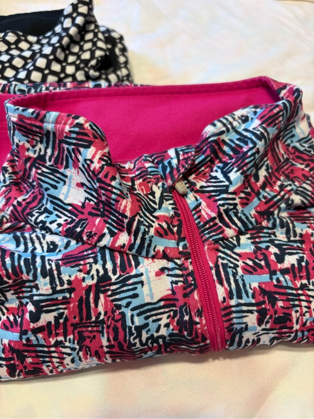 Lands’ End Pink Patterned Quarterzip